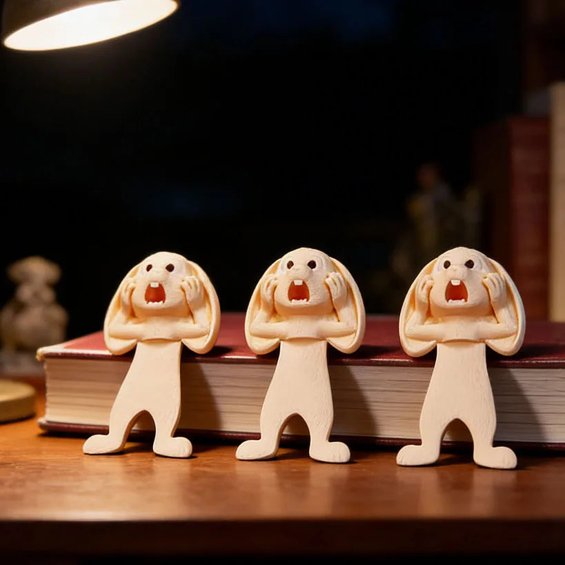 Funny Screaming Rabbit 3D Bookmark Animal Page Clip Anti-Page-Falling Reading Marker Clip