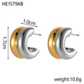 CARLIDANA Connected Double Ring CC Shape Gold Earrings | Stainless Steel PVD Gold Plated Stud Earrings