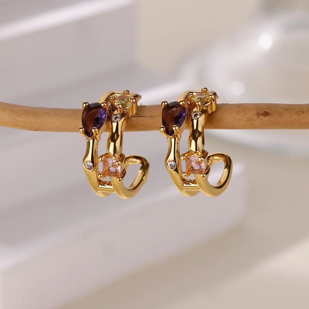 Zircon Geometric Hoop Earrings