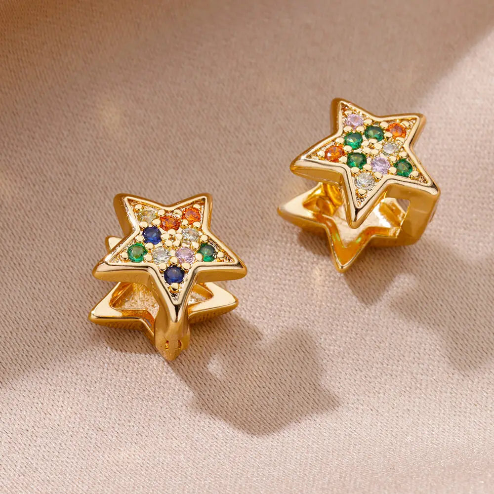 Zircon Star Stud Earrings