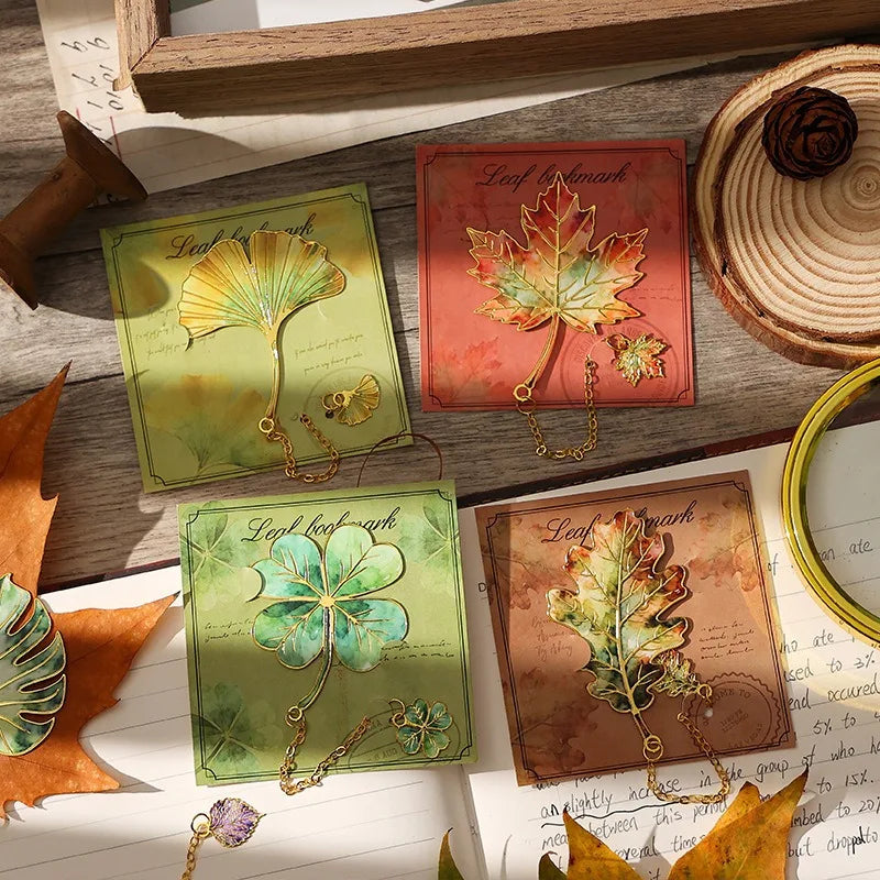 Vintage Leaf Bookmark Metal Pendant Reading Accessory Gift
