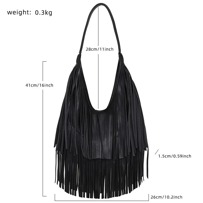 Untamed Leather Fringe Shoulder Bag