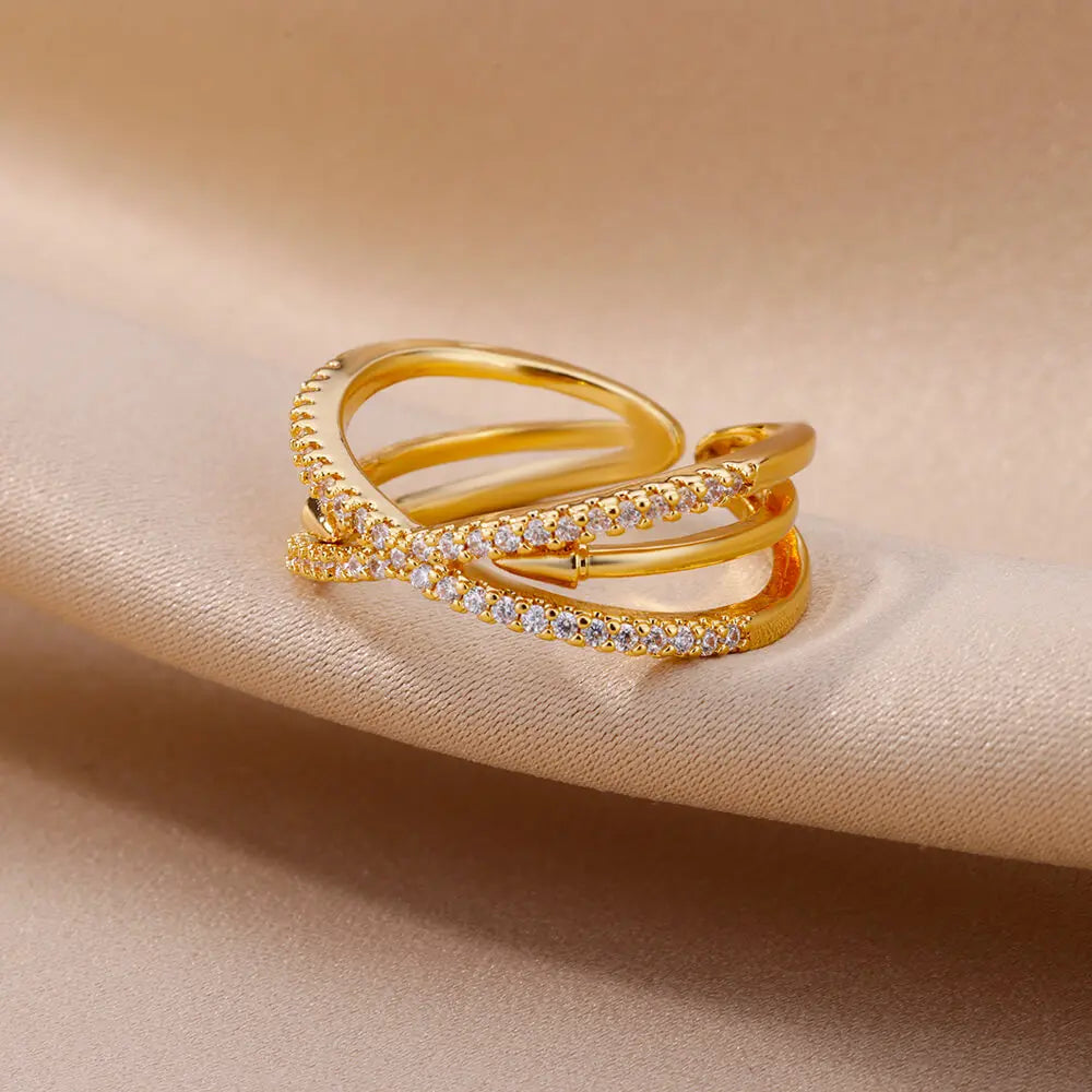 Zircon Cross Open Ring