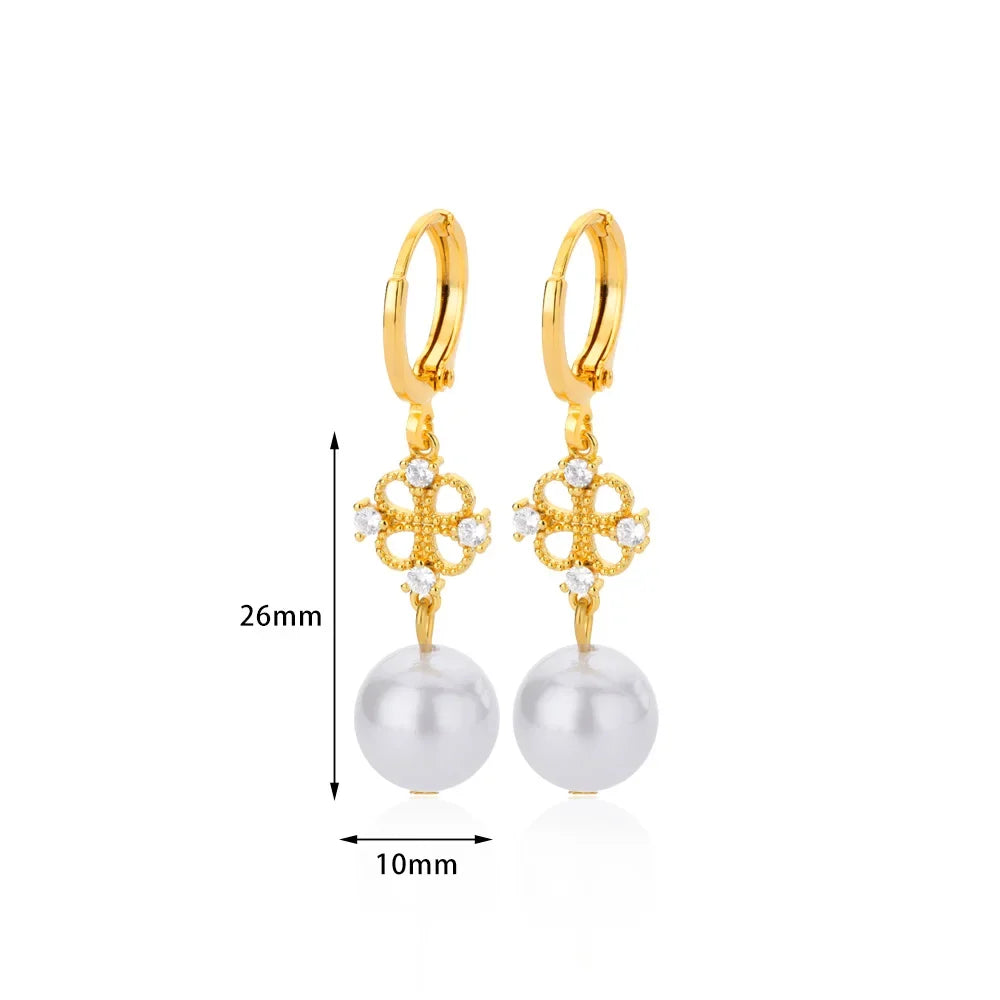 Zircon Natural Pearl Hoop Earrings