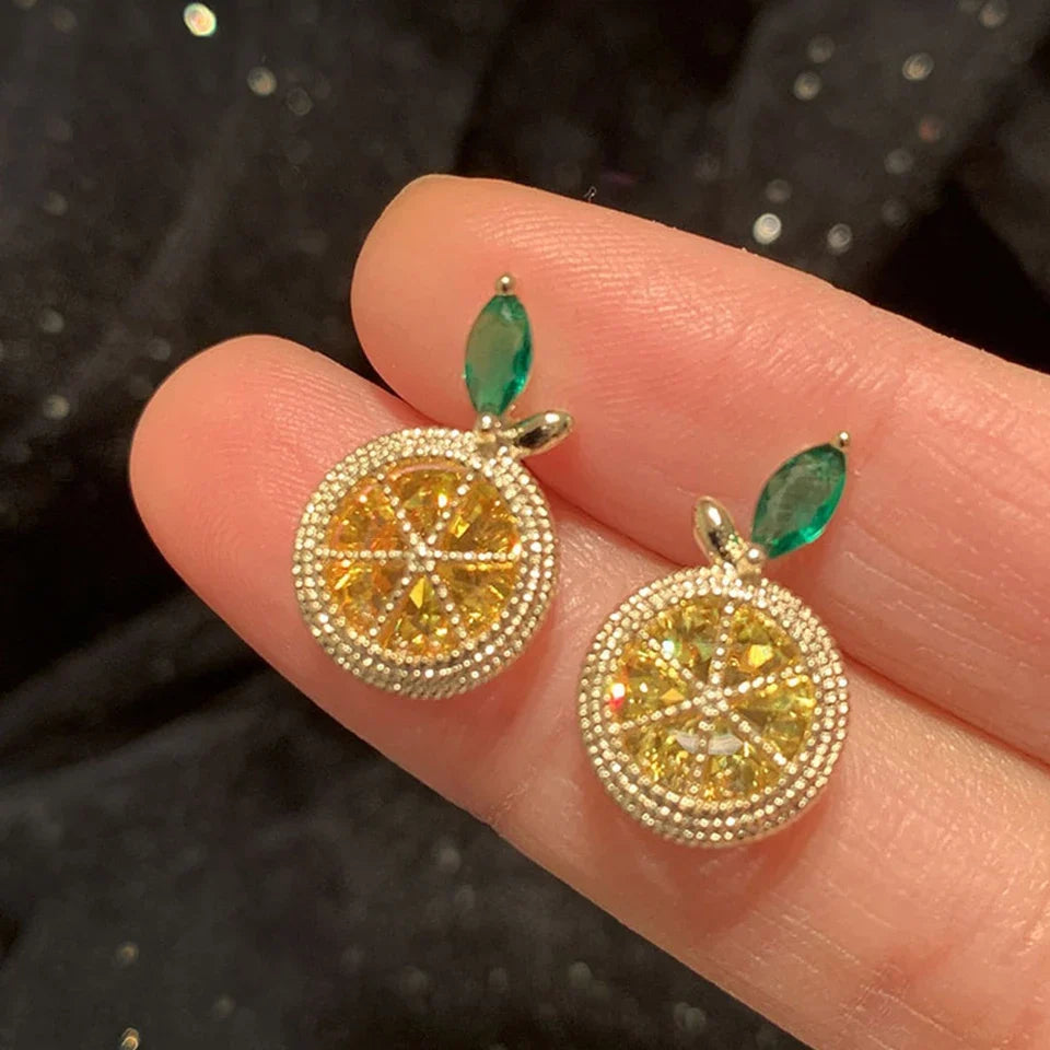 Orange Lemon Fruit Stud Earrings