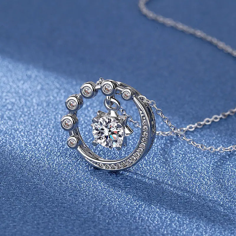Sterling Silver Necklace Pendant Shining Zircon