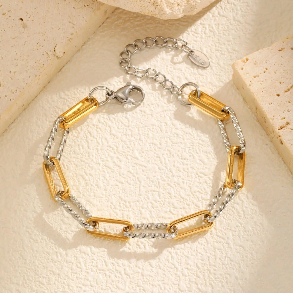Two Tone Twist Paperclip Bracelet