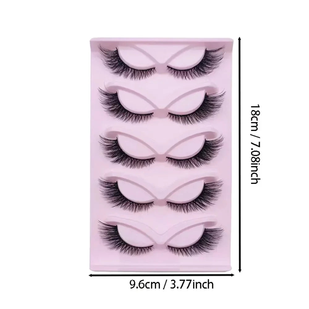 5 Pairs Cat Eye Lashes Wispy Fake Lashes | Fluffy Winged Strip Lashes