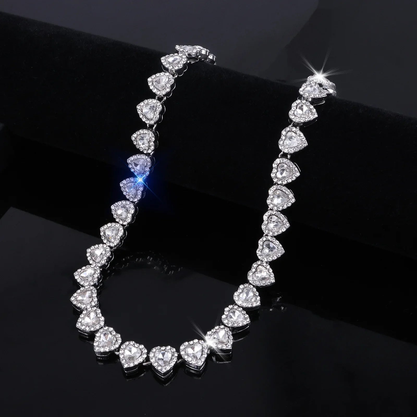 Heart Rhinestone Tennis Chain Set