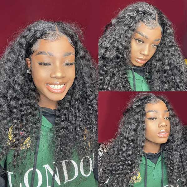 Junoda 6x6 Closure Wig Kinky Curly Transparent/HD Lace Wig Natural Deep Parting