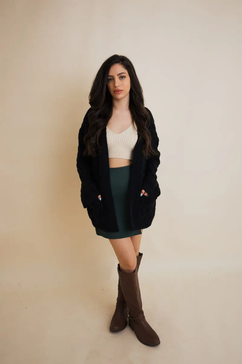 Dreamy Days Cable Knit Open Cardigan-5
