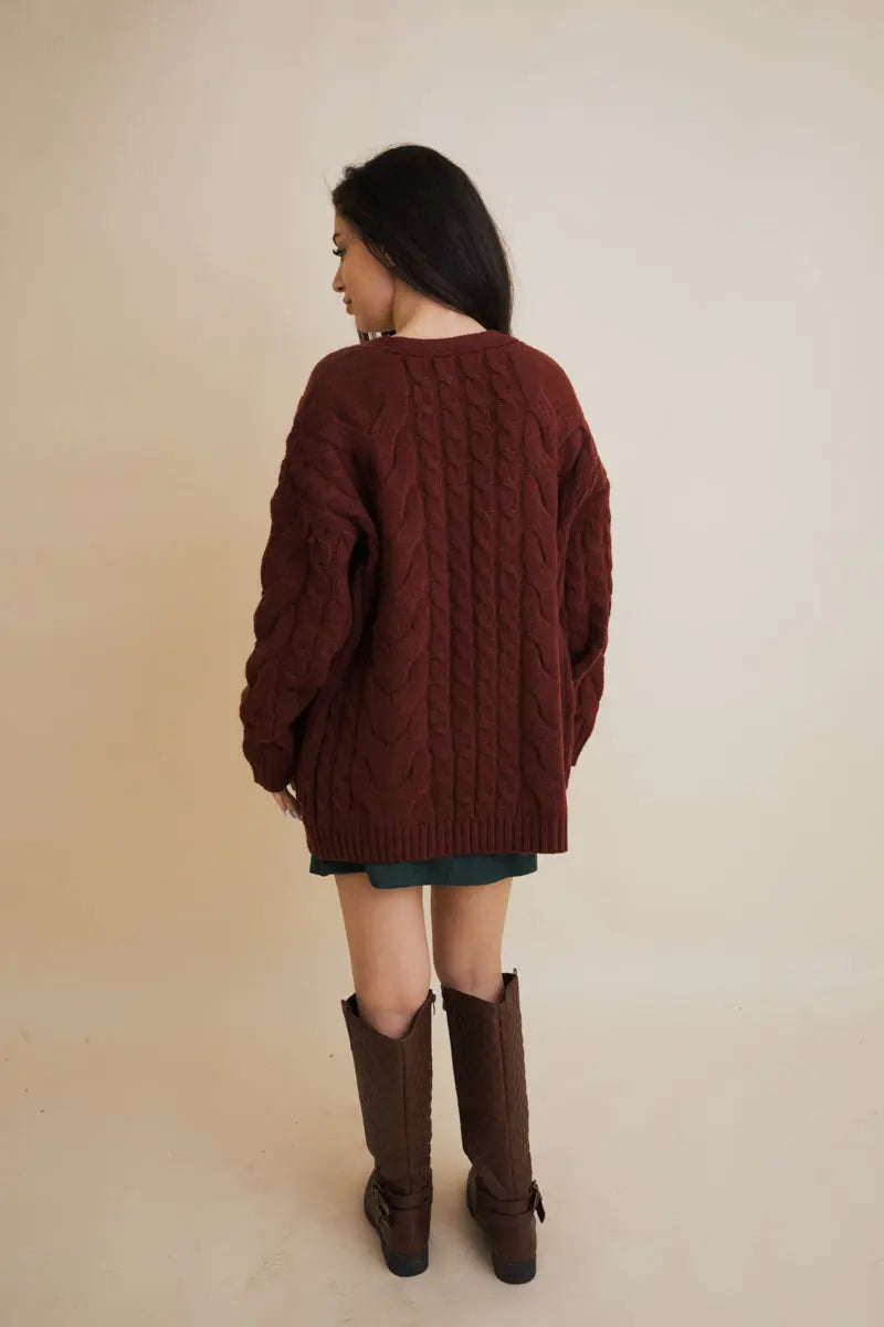 Dreamy Days Cable Knit Open Cardigan-1