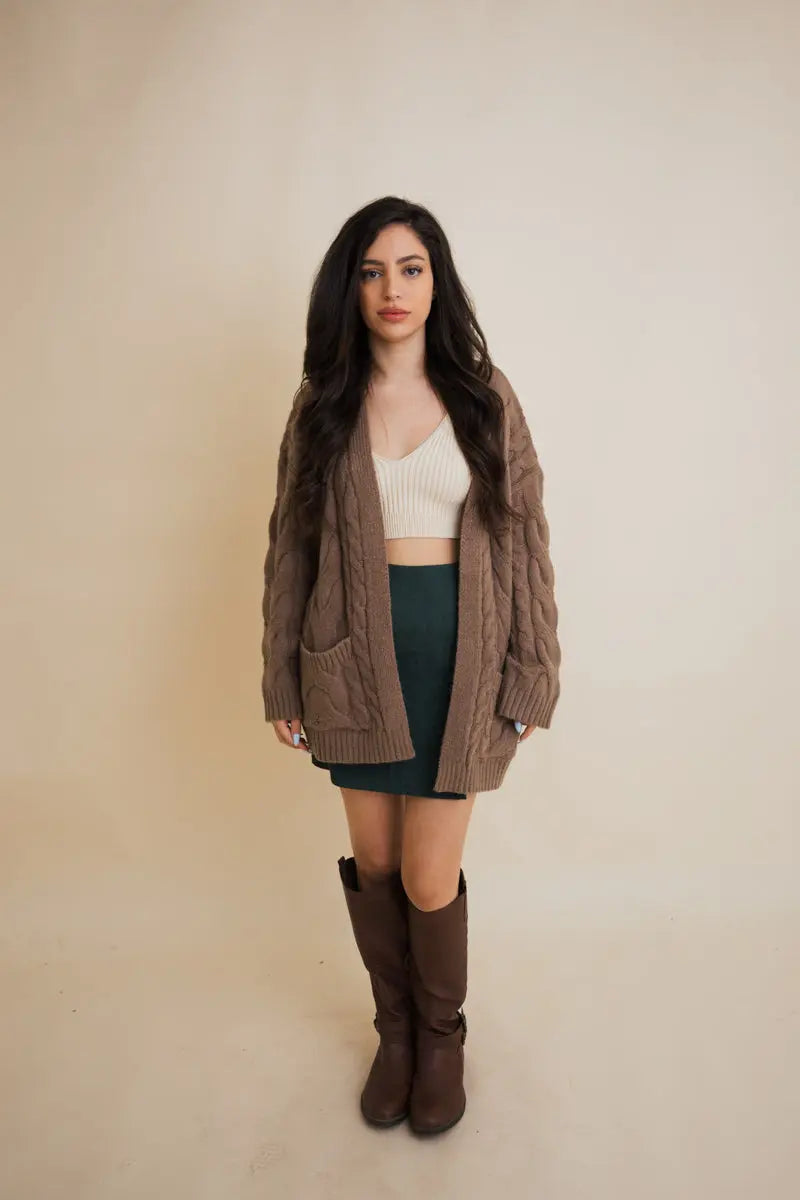 Dreamy Days Cable Knit Open Cardigan-6