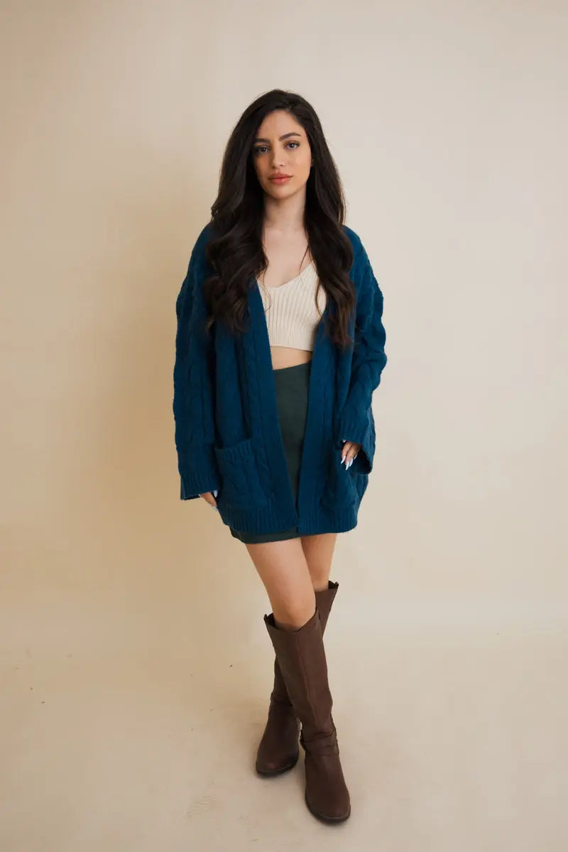 Dreamy Days Cable Knit Open Cardigan-3