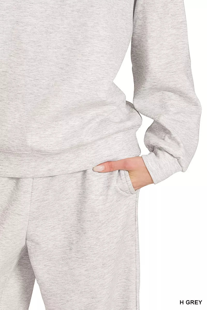 Zenana Scuba Crewneck Pullover and Pants Set