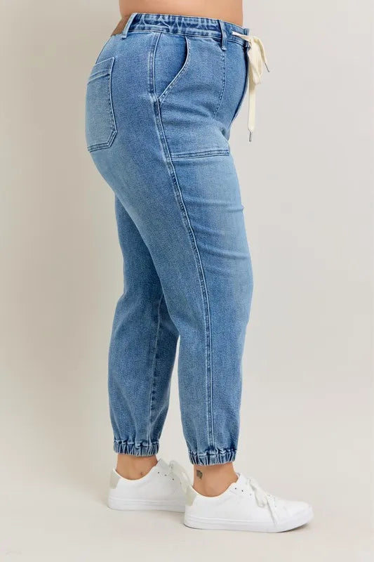 Judy Blue Full Size High Waist Denim Jogger Plus Size