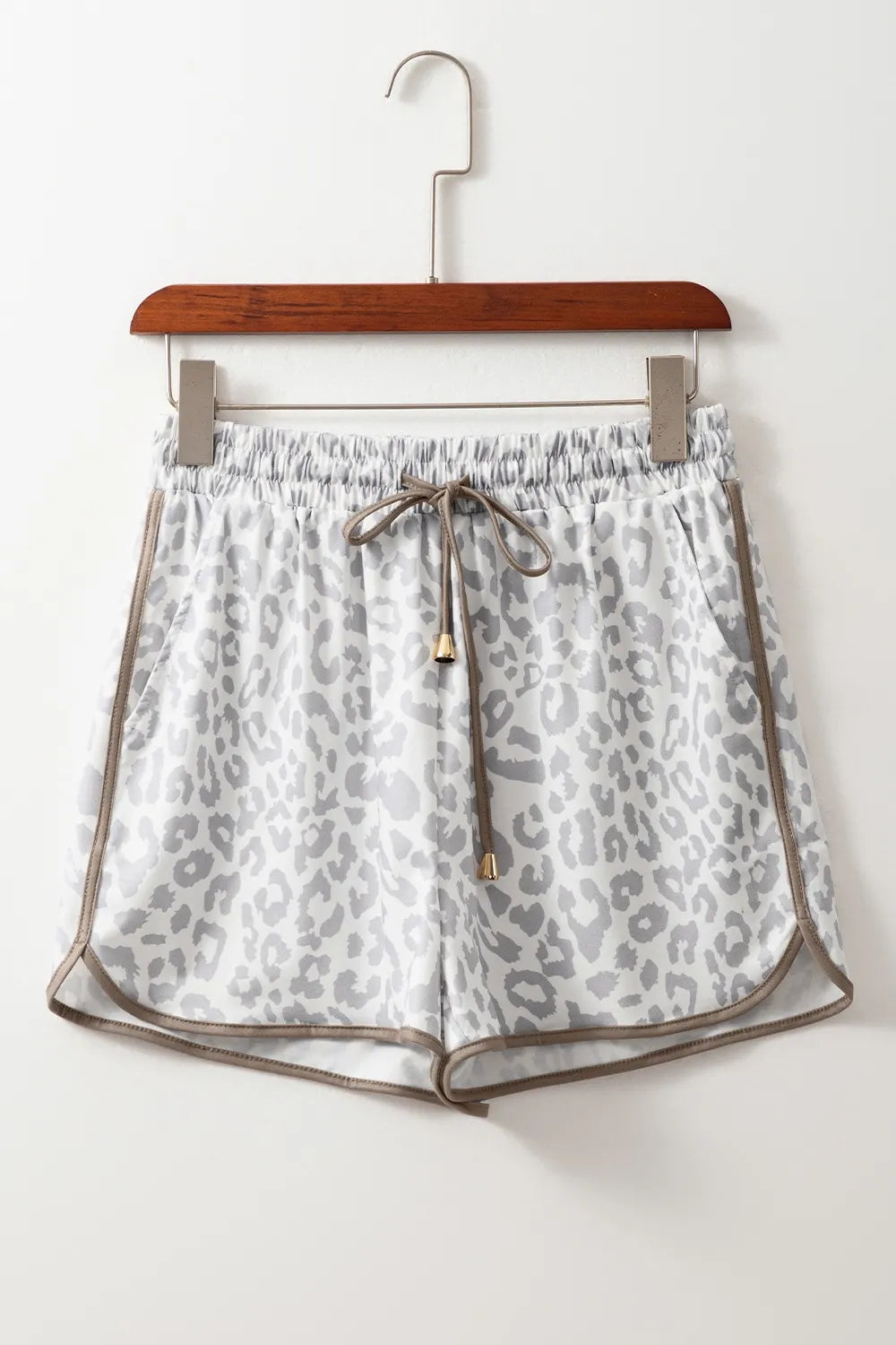 Leopard Print Drawstring Casual Shorts
