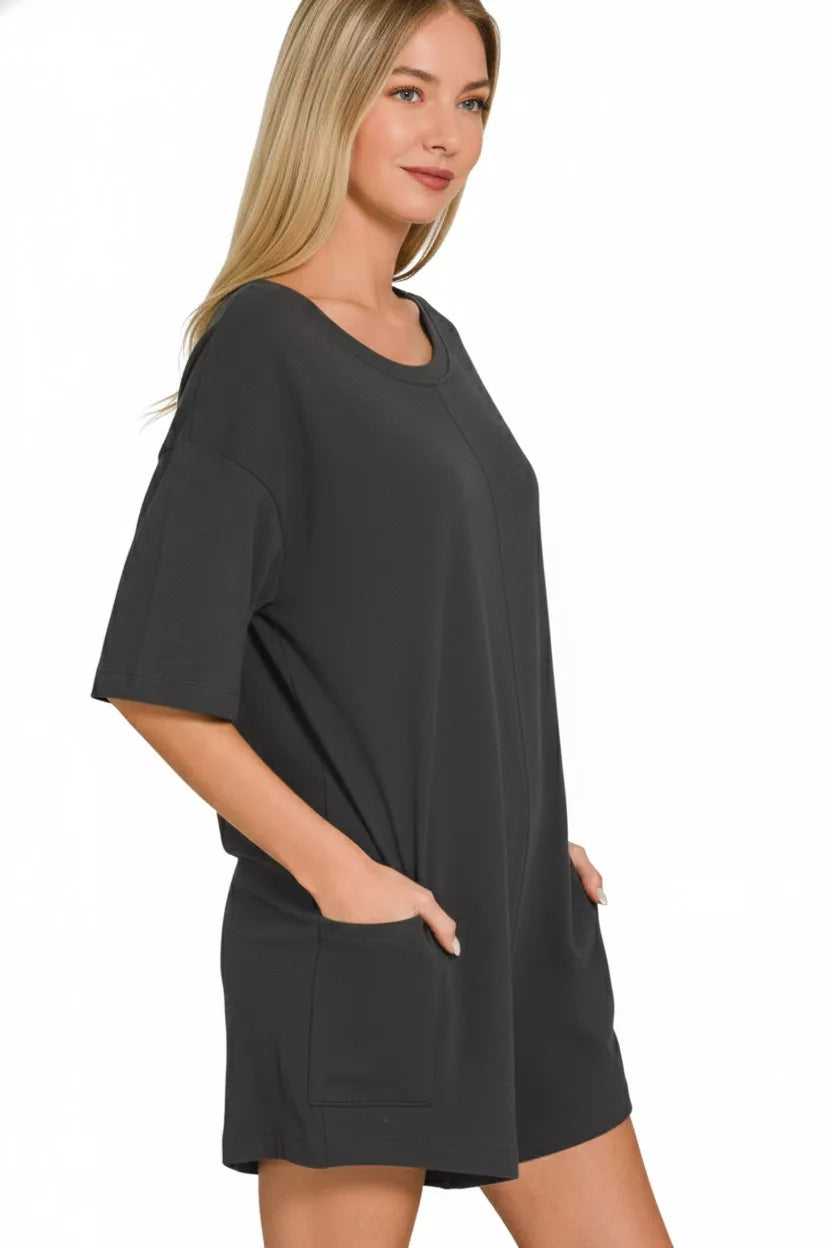 Zenana V or Scoop Neck Reversible 2-Way Romper