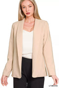 Zenana Woven Long Sleeve Blazer With Lining