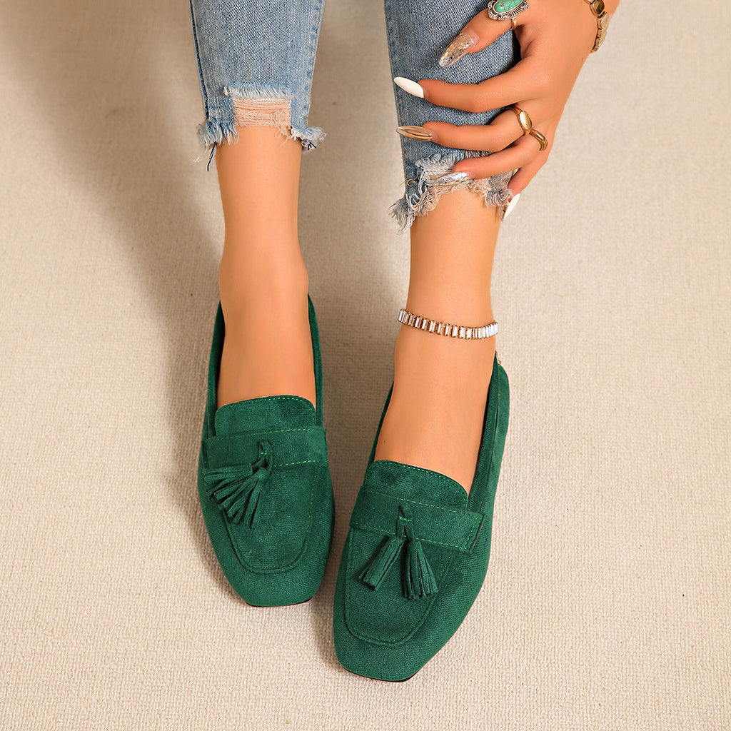 Square Toe Tassel Loafers