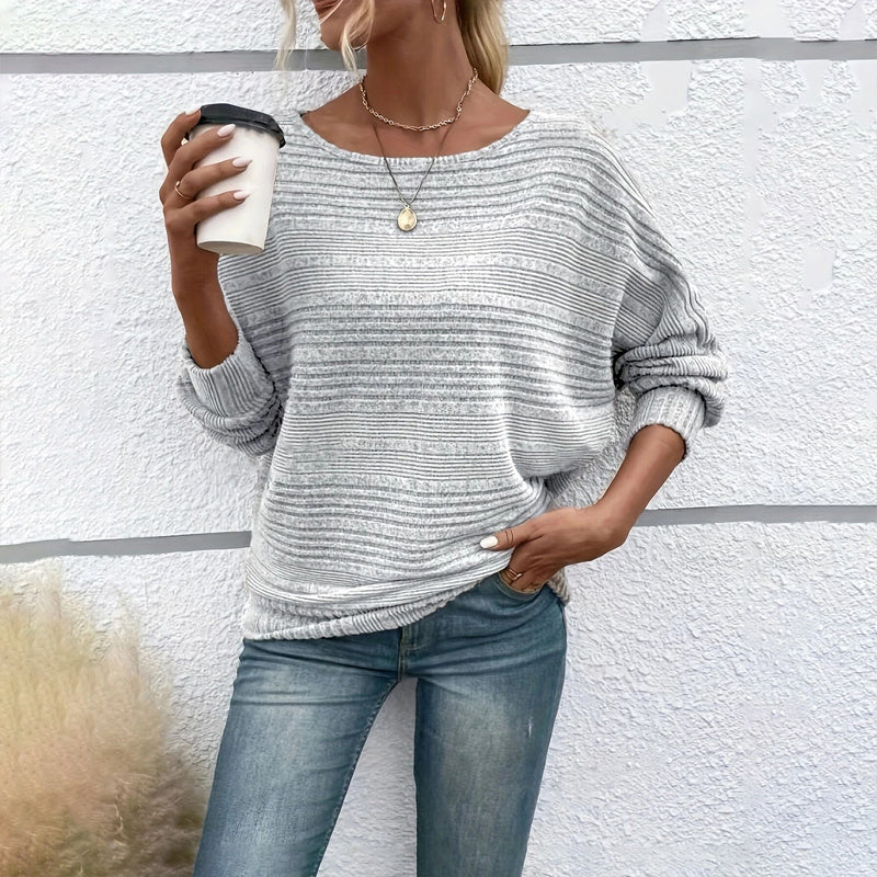 Women’s Textured Round-Neck Long-Sleeve Pullover
