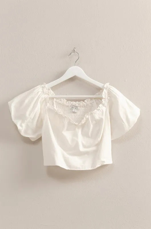 HYFVE Puff Sleeve Sweetheart Neck Top