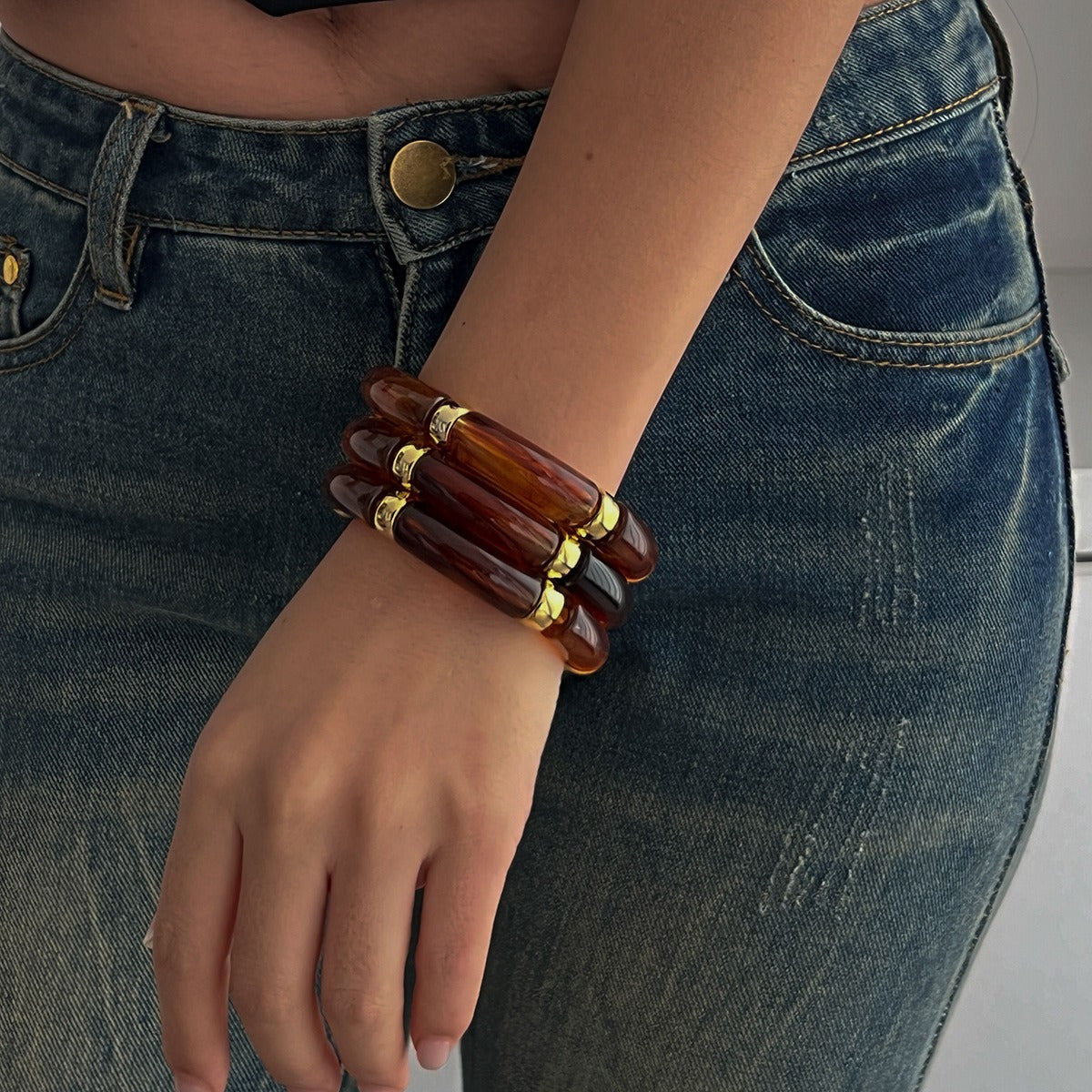 Light Luxury Beaded Bamboo Bracelet