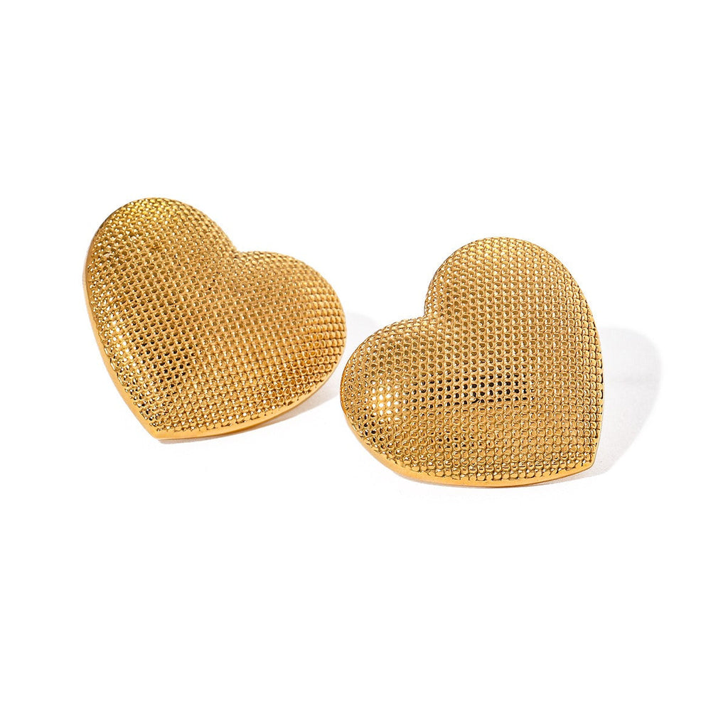 Textured Heart Stud Earrings