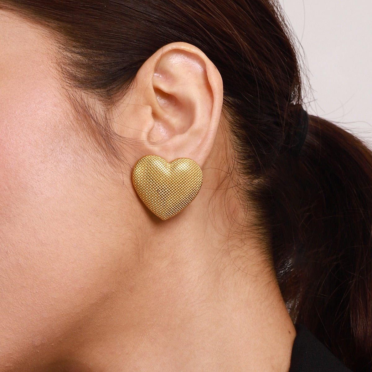 Textured Heart Stud Earrings
