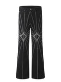 Men's Spider Web Embroidered Flared Jeans