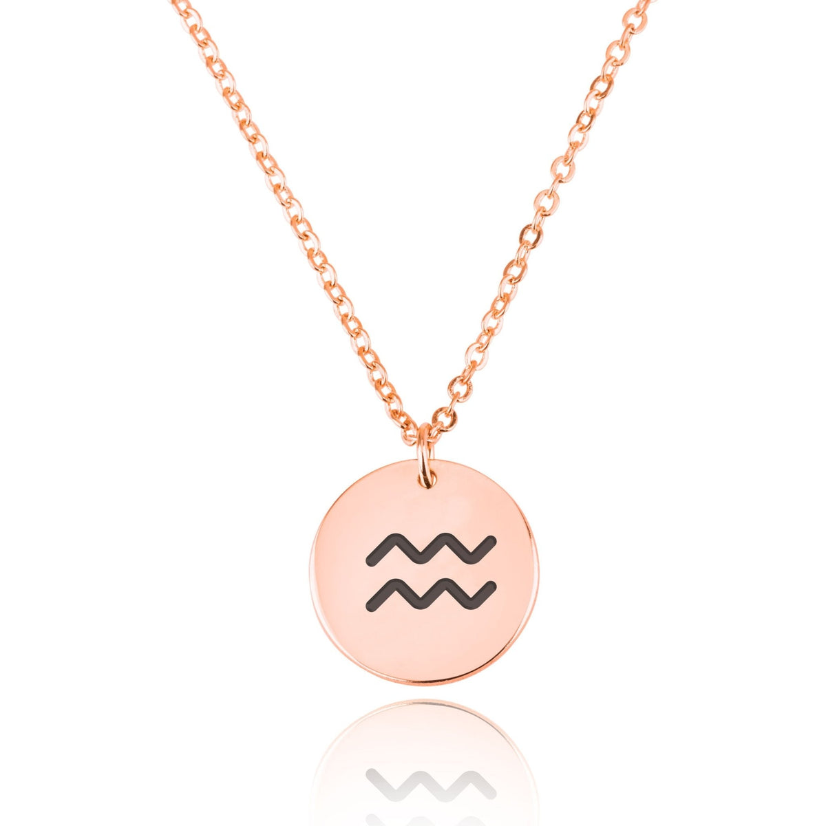 Aquarius Zodiac Sign Disk Necklace