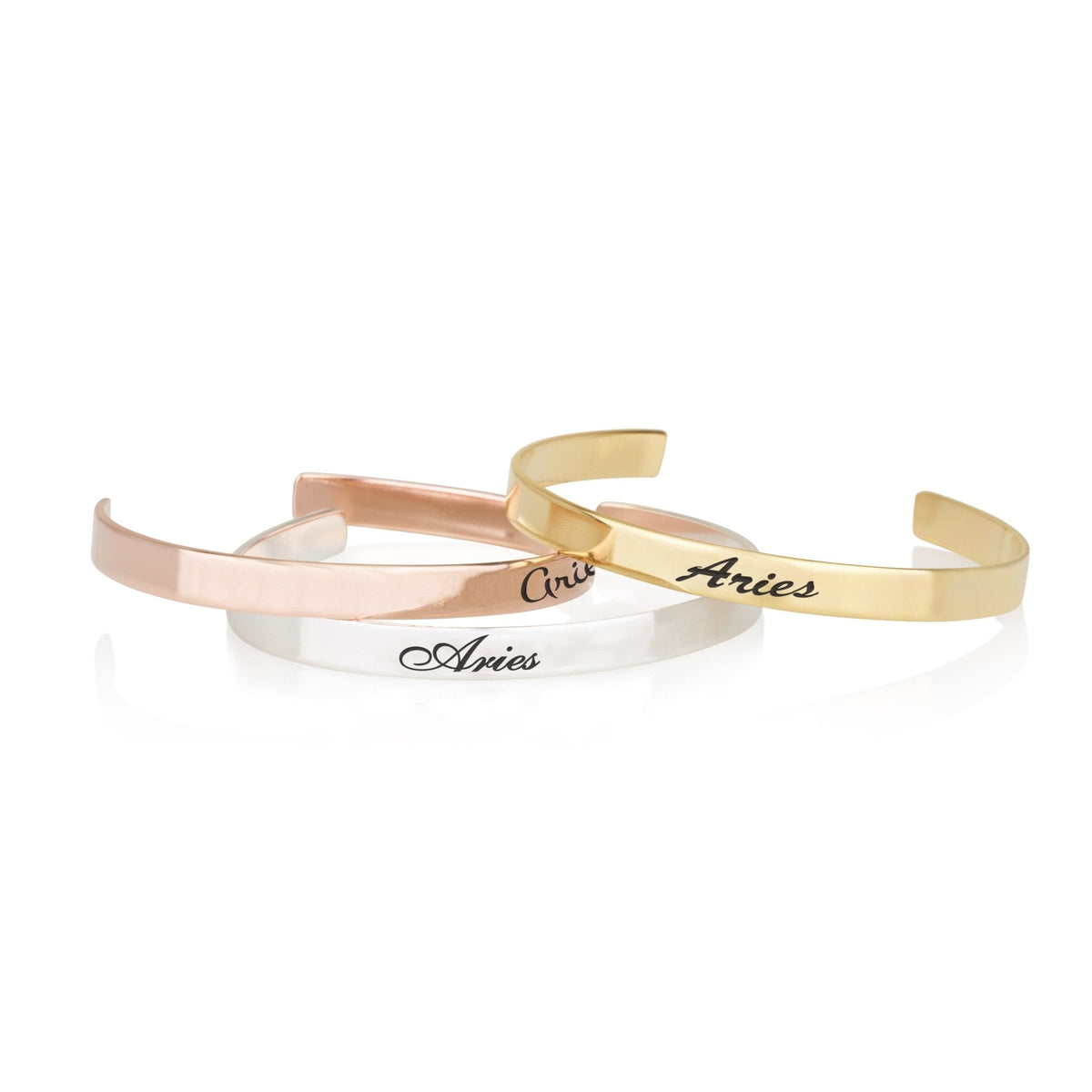 Aries Engraved Cuff Bracelet