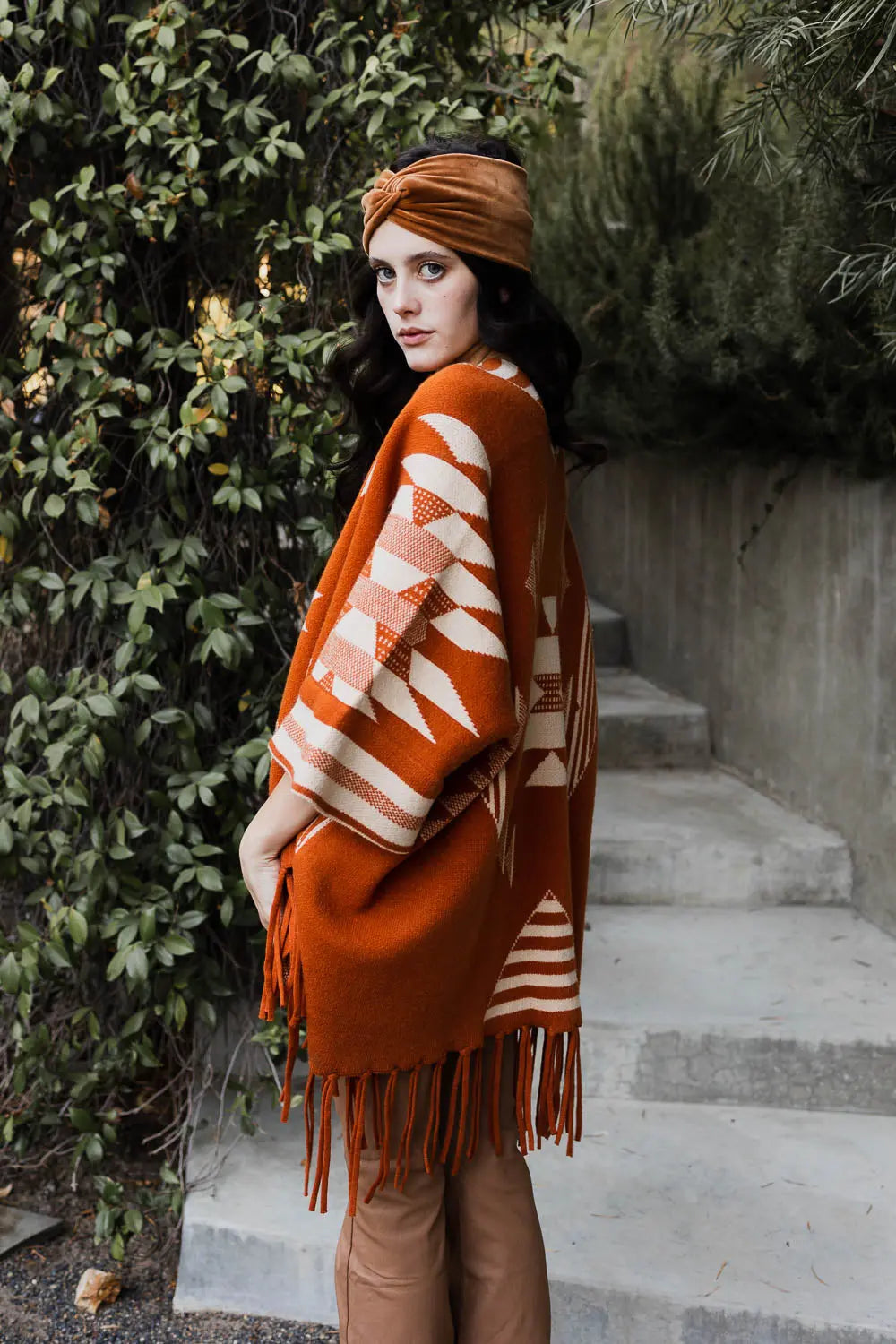 Southwestern Geometric Fringe Ruana-3