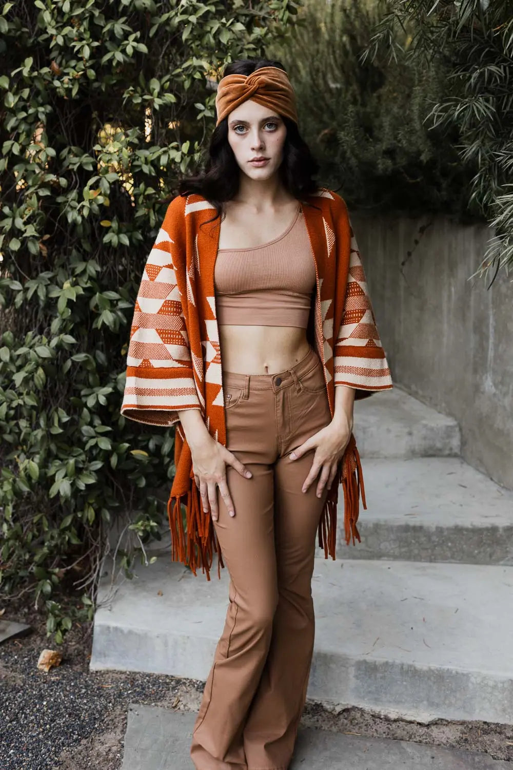 Southwestern Geometric Fringe Ruana-2
