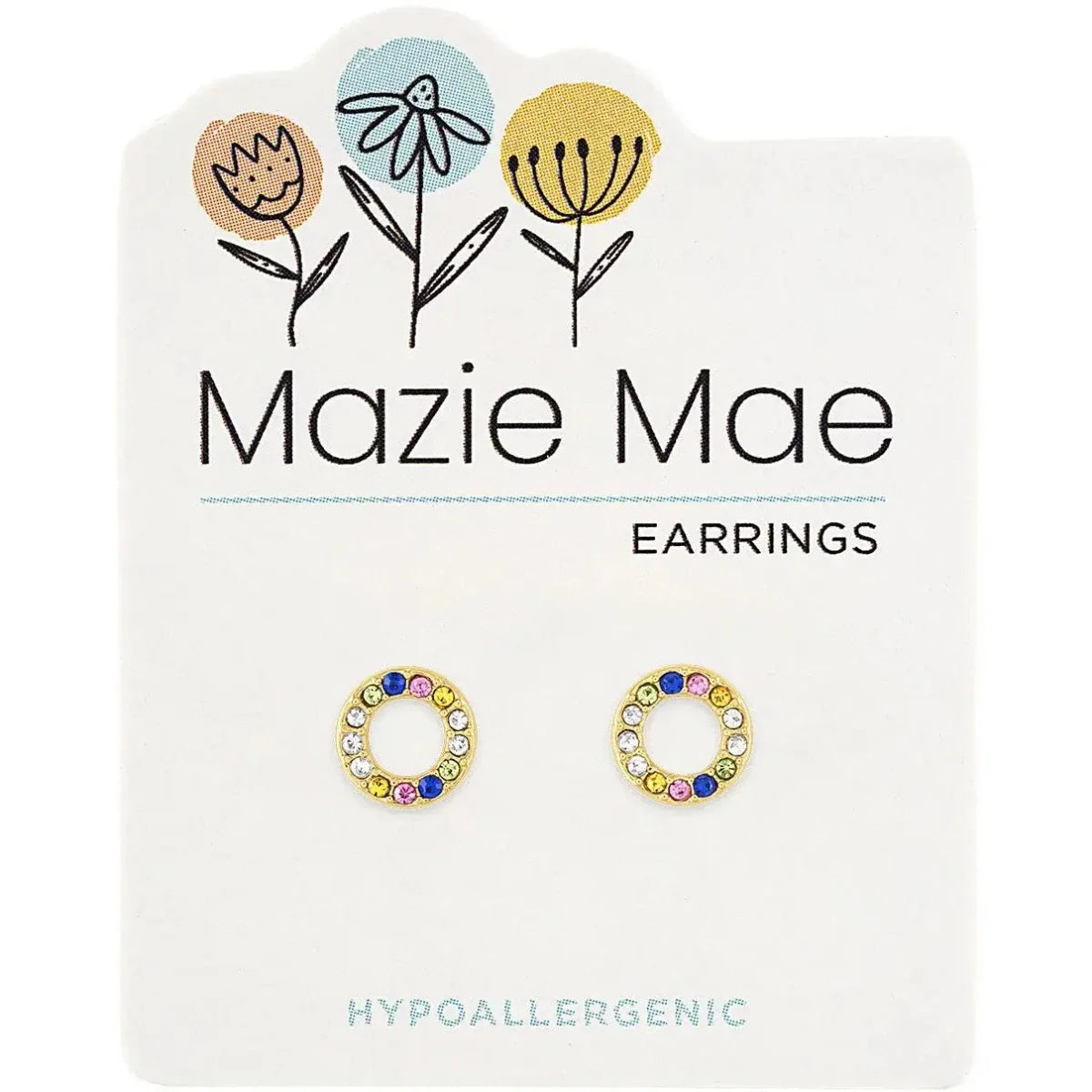 Hypoallergenic Gold CZ Open Gold Circle Studs