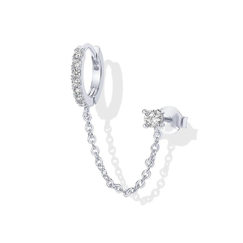 S925 Silver Single-Row Diamond Stud Earrings