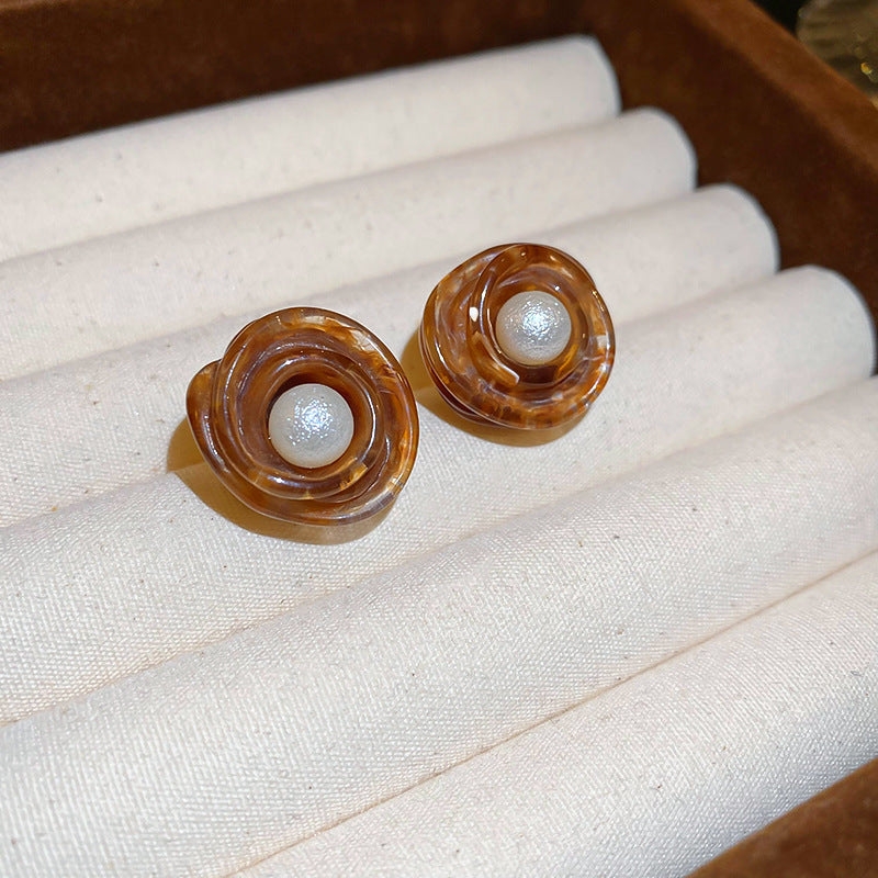 Vintage Amber Resin C-Hoop Earrings