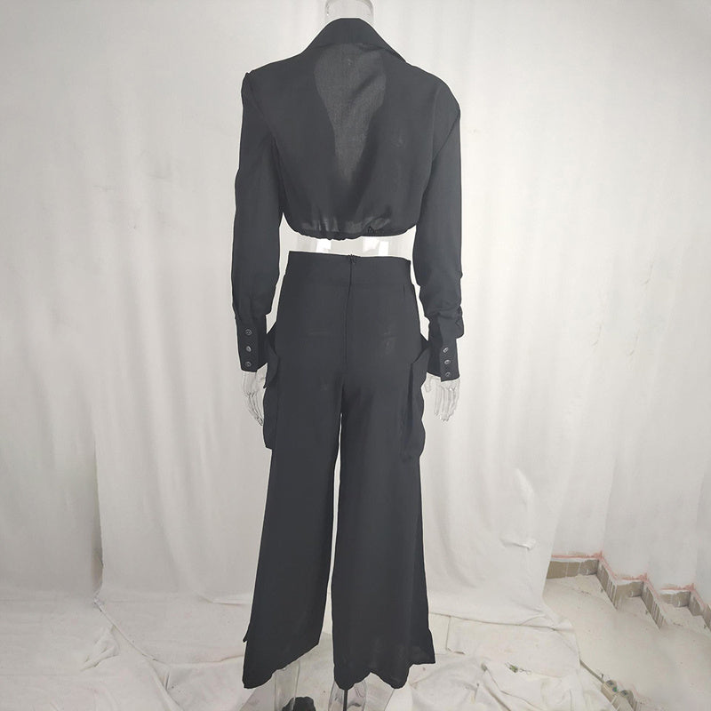 Women's Plus Size Wide Leg Elegant Pant Set