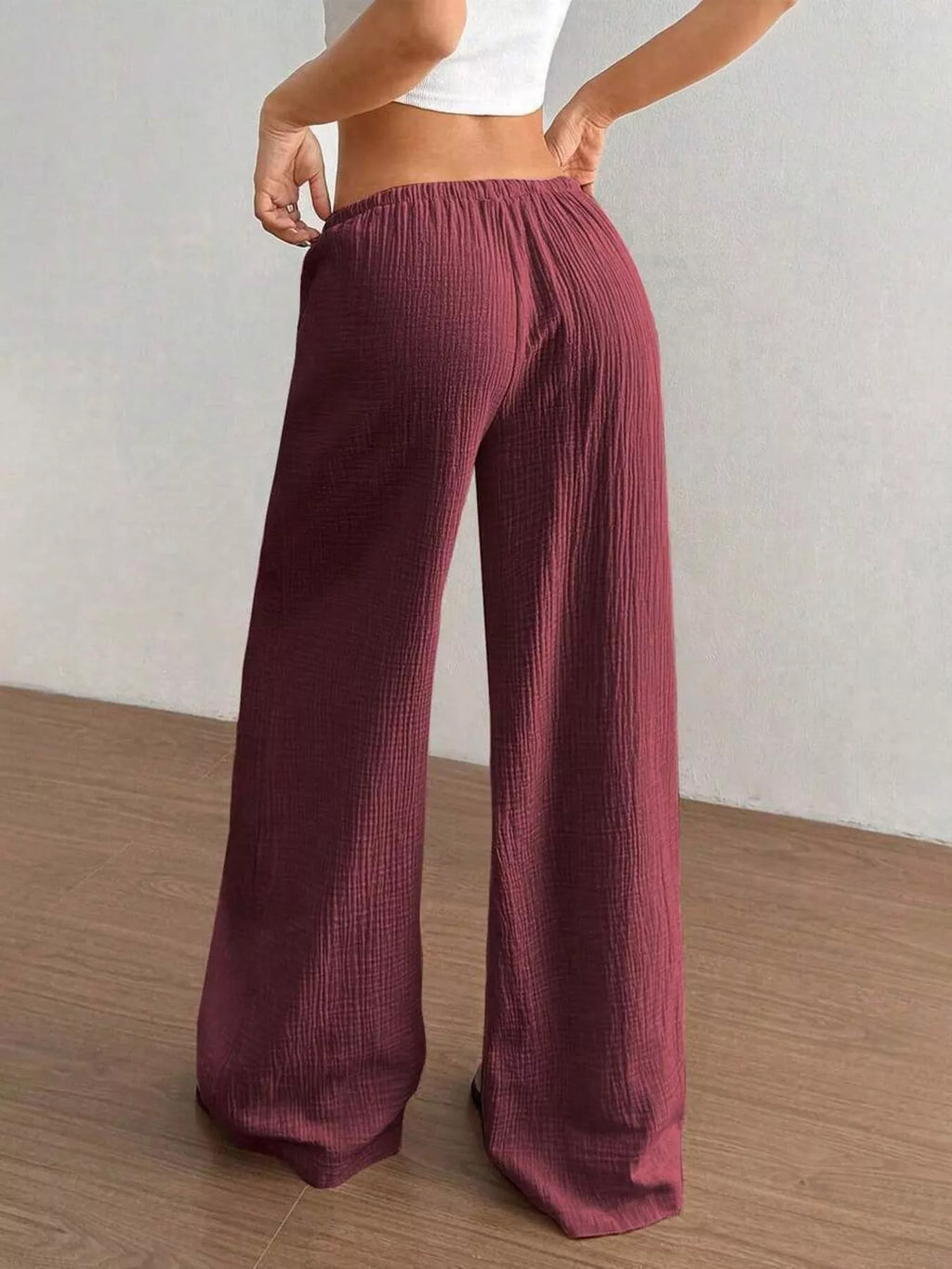 Full Size Drawstring Wide Leg Pants Plus Size