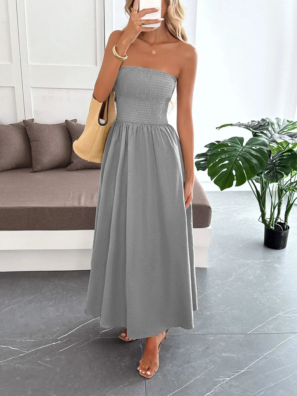 Smocked Tube Maxi Dress