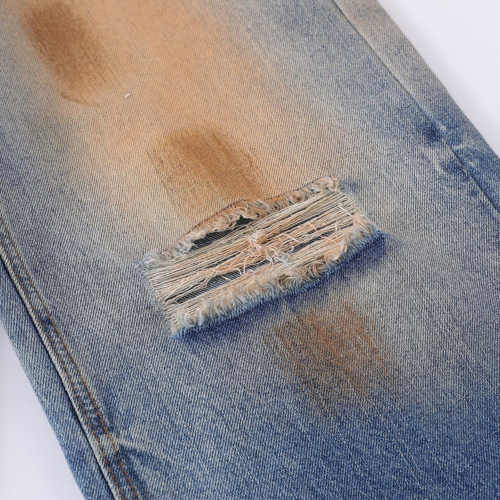 Men's Vintage Ripped Jeans Washed Jeans