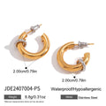 Two Tone Stainless Steel C Hoop Earrings