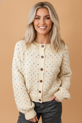 Vintage Dot Button-Front Cardigan-0