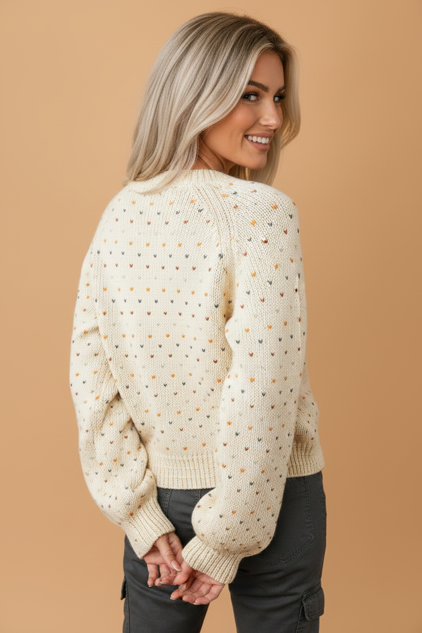 Vintage Dot Button-Front Cardigan-1