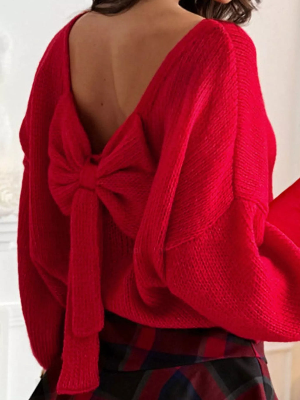 Back Bowknot Long Sleeve Sweater