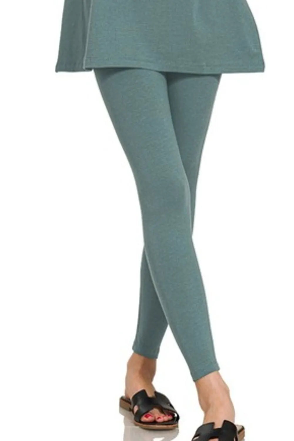 Zenana Cotton Round Neck Top & Legging Set