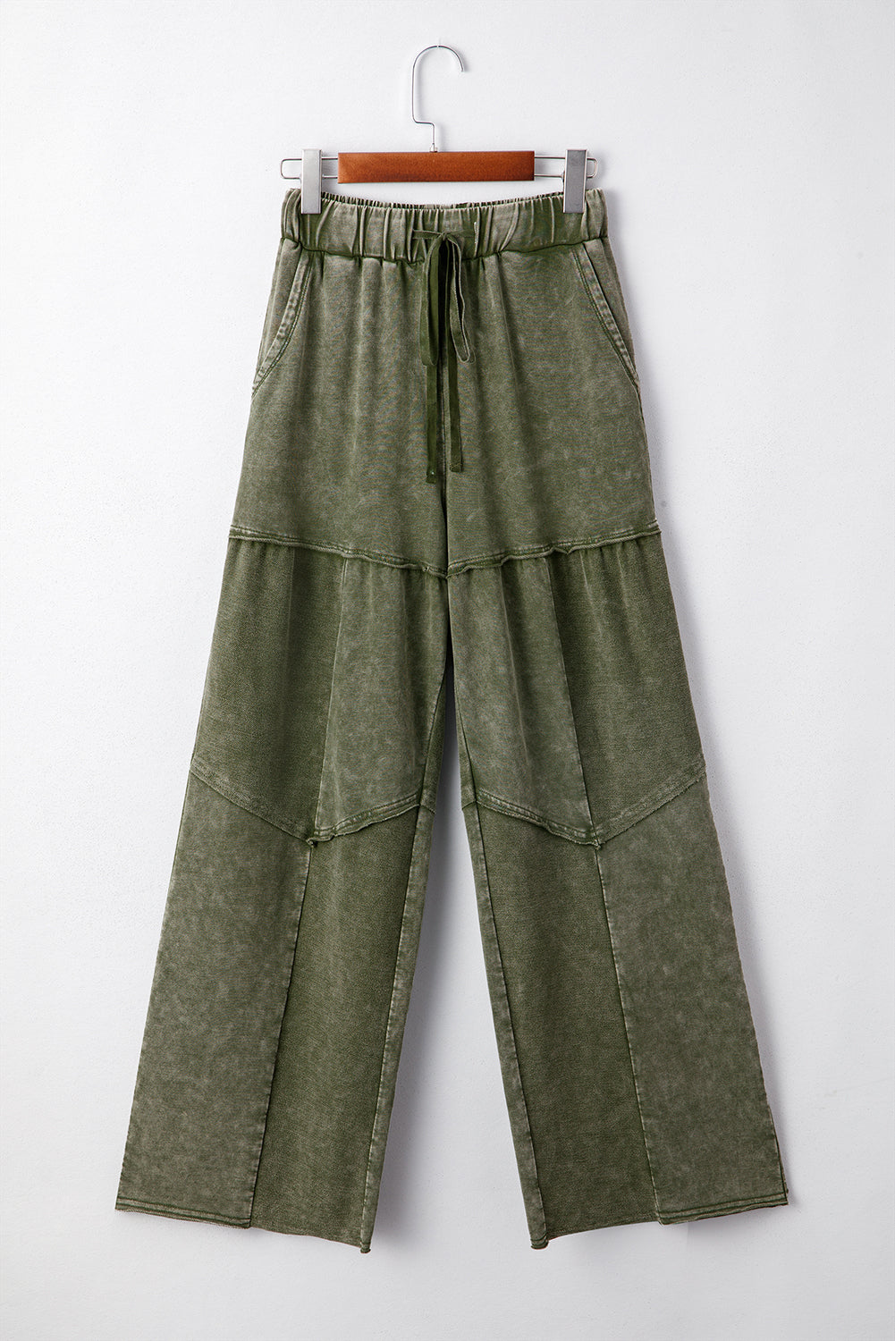 Mineral Wash Tiered Drawstring Wide Leg Pants-1