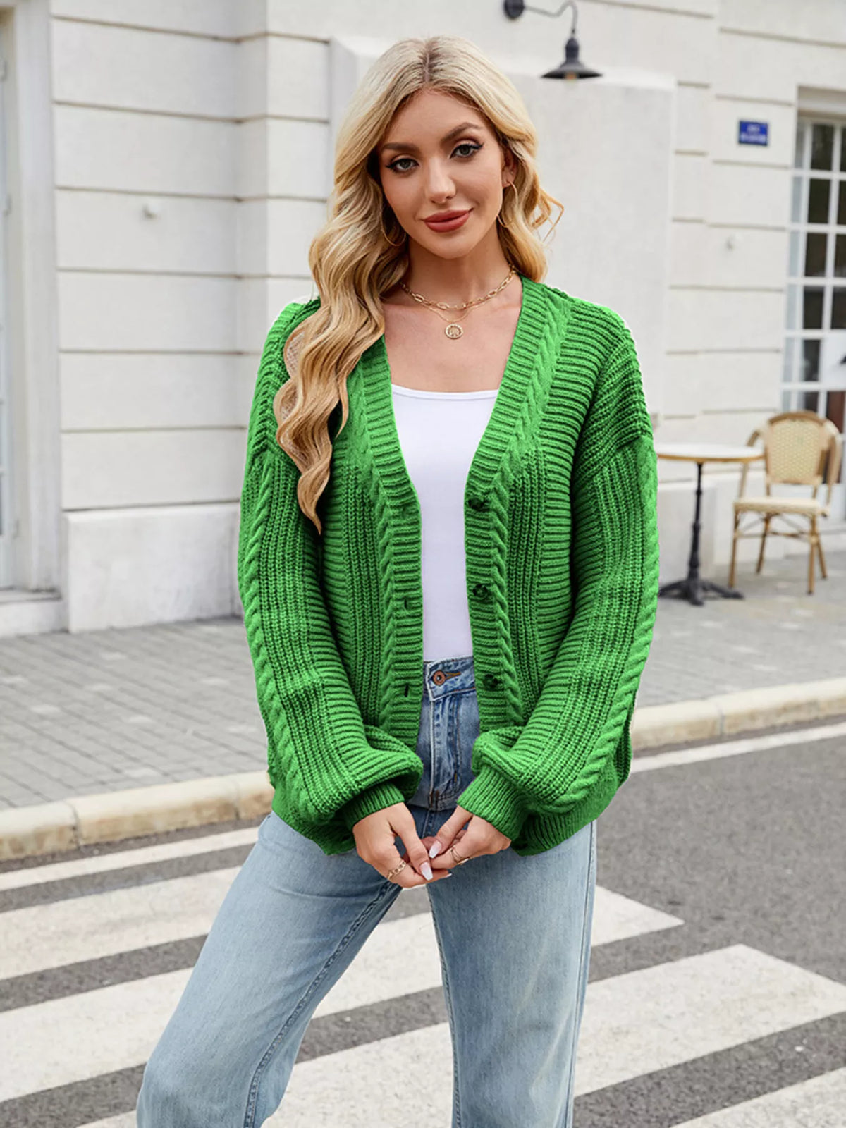 Button Up Long Sleeve Cardigan