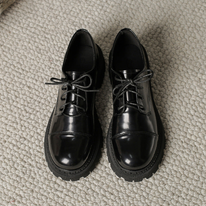 Women’s Solid-Color Retro Slip-On Platform Shoes