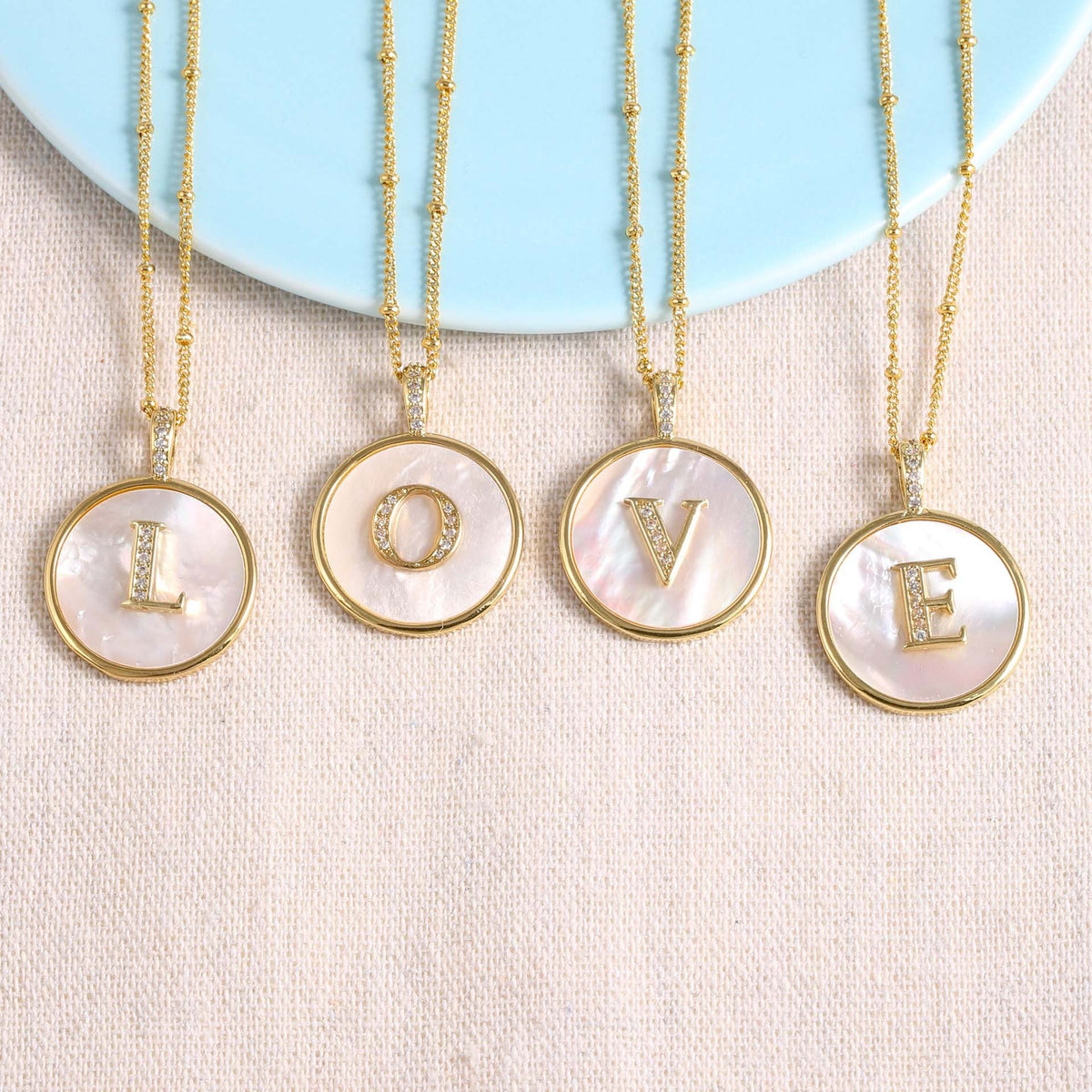 Gold Shell Initial Pendant Charm Collection